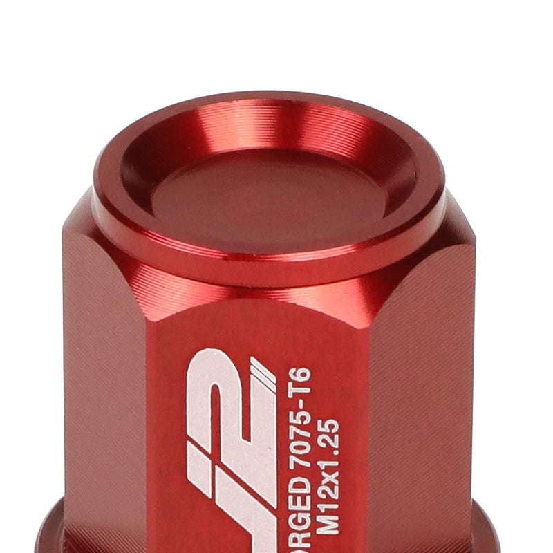 J2 Engineering LN-T7-024-125-RD 20Pcs M12 x 1.25 7075-T6 Aluminum 35mm Close-End Lug Nut w/Socket Adapter (Red) - Image 5